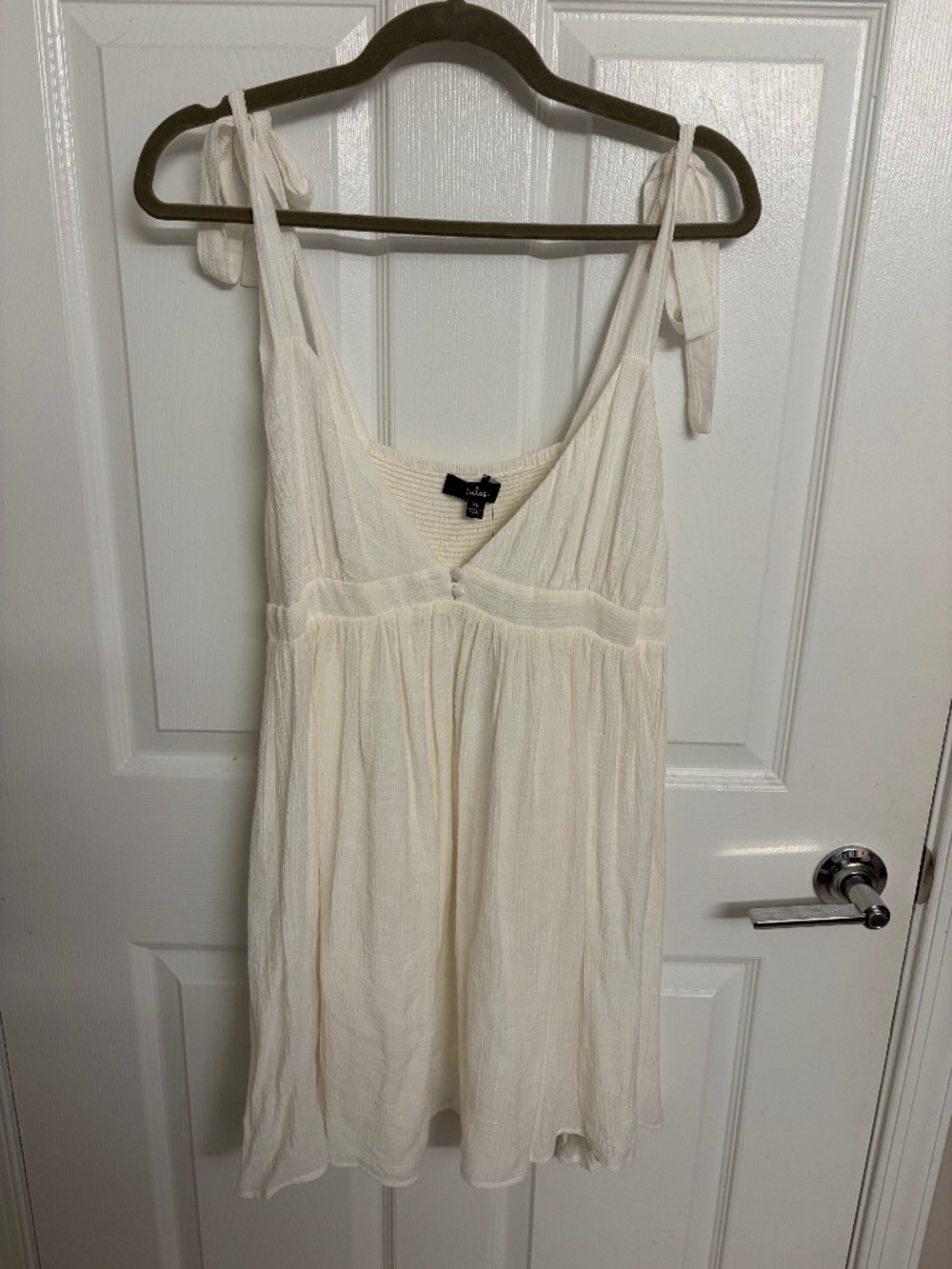 Lulus Delightfully Dainty White Linen Tie-strap Babydoll Mini Dress - Size XL